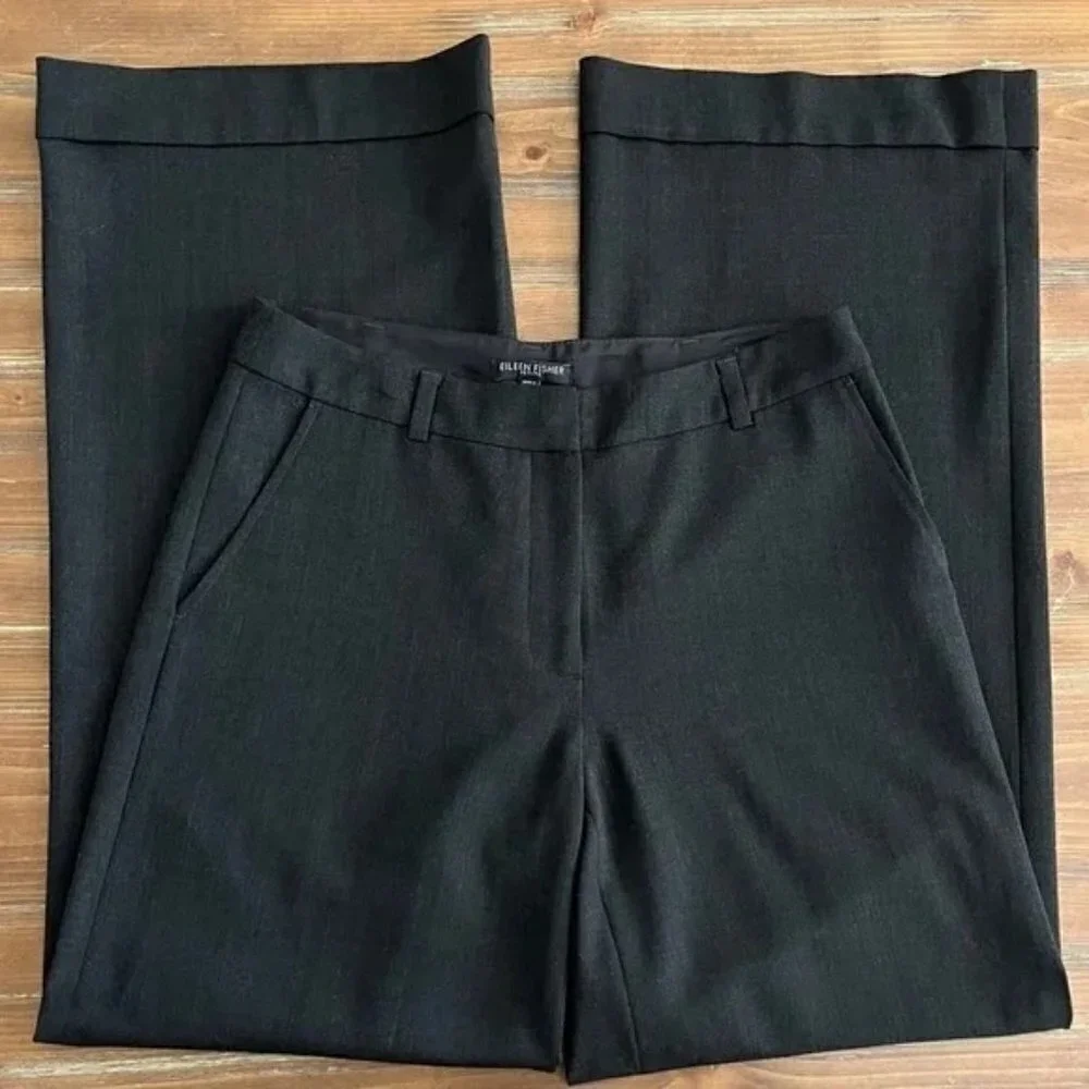 EILEEN Fisher Petite Wide Leg Cuffed Trouser. PP.